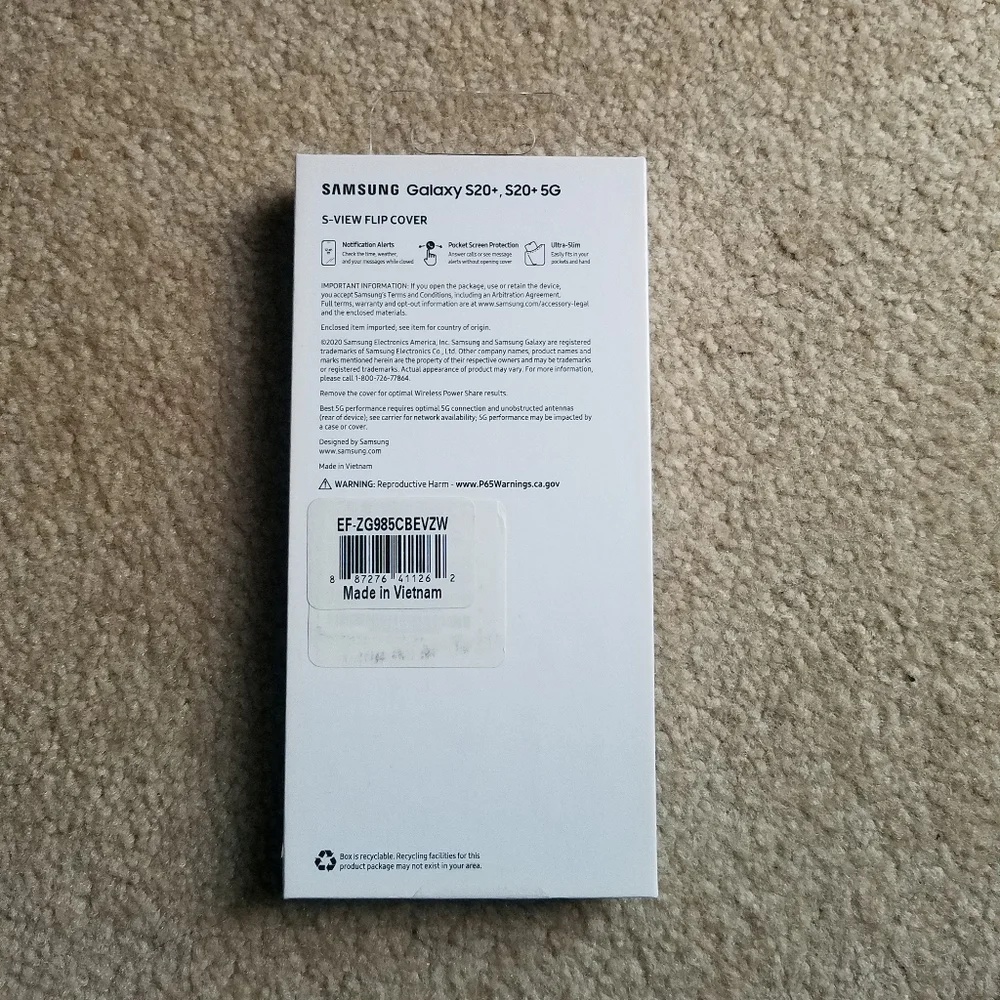 Samsung Galaxy S20+ S-View Flip Cover Phone Case NWT
